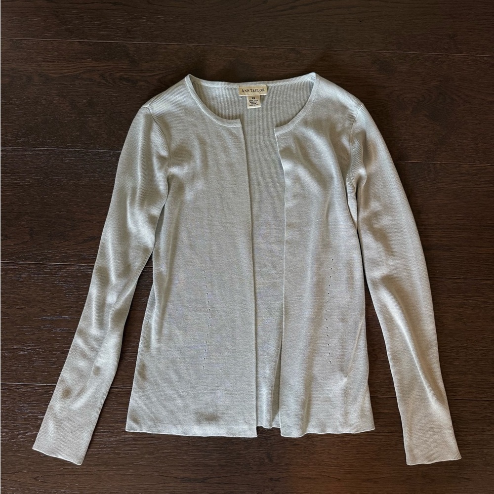 Ann Taylor Light Blue 100% Silk Cardigan